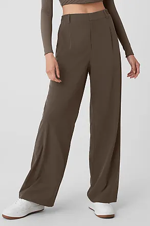 NWT ALO YOGA Womens' Brown High-Waist Pinstripe Zip It Flare Legging Large  $138.
