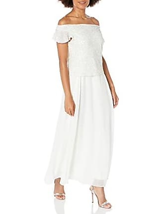 J Kara Womens Beaded Cowl Neck Flutter Sleeve Long Dress, Ivory Multi, 16 Petite