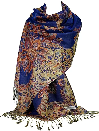 LissKiss Steel Blue Large Paisley On Grey Pashmina Feel - Scarf at   Women's Clothing store
