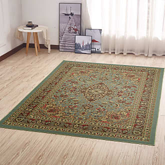 Ottomanson Machine Washable Non-Slip Solid Beige Area Rug for