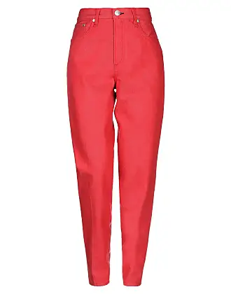 Red high sale waisted mom jeans