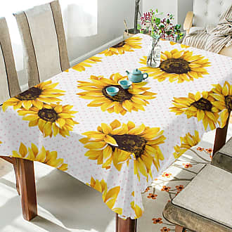 Round, 60 Inch ALAZA Lace Tablecloth Autumn Yellow Sunflowers Floral Washable Dust-Proof Polyester Table Cover for Kitchen Dinning Tabletop Decoration