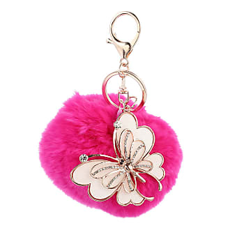 PRETYZOOM Butterfly Pom Pom Keychain Artificial Fur Ball Keychain Fluffy  Accessories Car Bag Charm Fuzzy Ball Pendant at  Women's Clothing  store