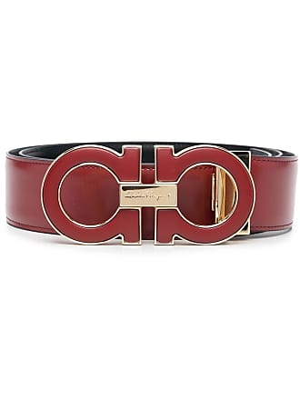 SALVATORE FERRAGAMO Oversized Double Gancini Belt, Red