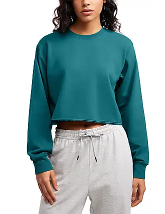 CRZ YOGA Women's Long Sleeve Crop Top Quick Dry Cropped Small, French Navy