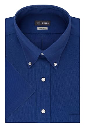 Van Heusen mens Short Sleeve Regular Fit Oxford Solid Dress Shirt, English Blue, 5X-Large US