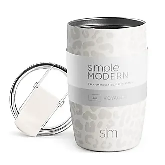 Simple Modern Travel Coffee Mug Tumbler with Flip Lid | Insulated Stainless Steel Cup Thermos |Voyager | 16oz | Cream Leopard