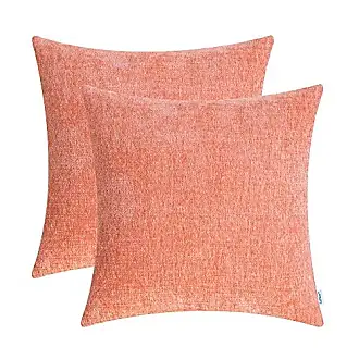 CaliTime Fall Pack of 4 Cozy Throw Pillow Covers Cases for Couch Sofa Home Decoration Solid Dyed Soft Chenille 18 x 18 Inches Burnt Orange