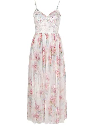 Needle & Thread floral-print bodice midi dress - women - Nylon/Recycled Polyester/Sequin - 10 - White