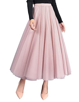 FEOYA Women Tutu Prom Party Sequins Star Midi/Knee Length Skirt Tulle Skirt