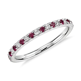 Blue Nile Riviera Pave Ruby and Diamond Ring in 14k White Gold (1.5mm)