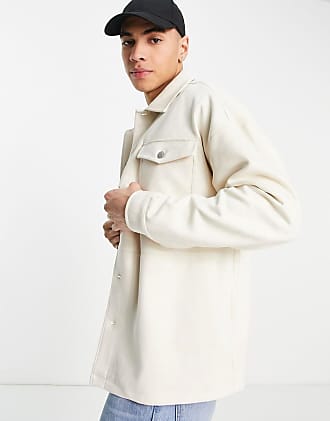 Topman suedette jacket in ecru-White