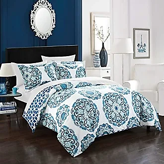 Chic Home 9 Piece Louisville Pinch Chevron Print Reversible Bed in a Bag  Comforter Set Sheets, Full, Aqua