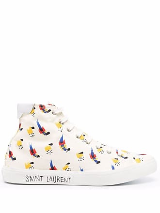 Saint Laurent graphic-print high-top sneakers - men - Fabric/Fabric/Rubber - 41 - Neutrals