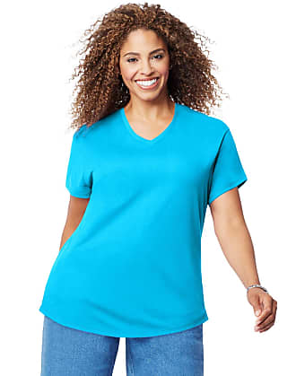 Just My Size Womens Plus Size Long Sleeve Graphic V-Neck Tee 