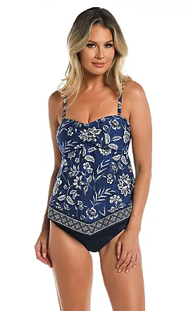 24th & Ocean Women's Standard Flyaway Front Tankini Swimsuit Top,  Multi//Tropiflage, Small : : Clothing, Shoes & Accessories