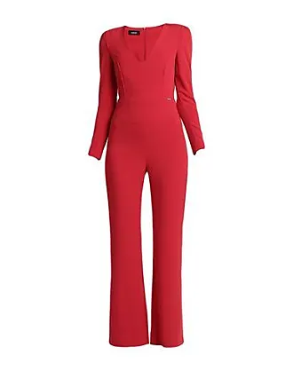 Petite Red Lettie Jacquard Balloon Sleeve Jumpsuit