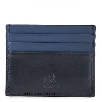 NWT Men's Prada Saffiano Baide Leather Card Holder in Blue/Stripes Wallet