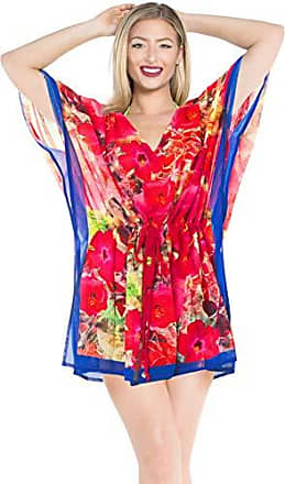 LA LEELA Femmes Blouse Maillot de Bain Taille Tunique Kimono Bohême Bikini Poncho Plage Cache-Maillots Robes de Plage Cover Up Taille Unique 181