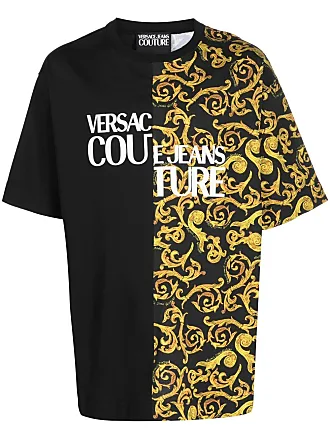 Versace Jeans Couture INTERLOCK CHAIN - Print T-shirt - black/gold