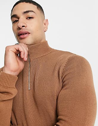 WANSHIYISHE Mens Basic Half Zipper Turtleneck Long Sleeve Knit Sweater Tops 