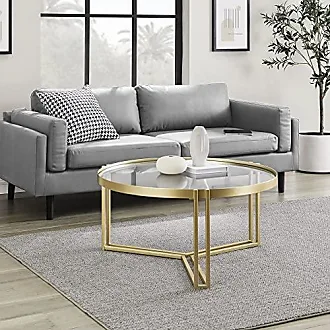 Simpli Home Selma Metal and Wood Accent Table in Natural/Gold