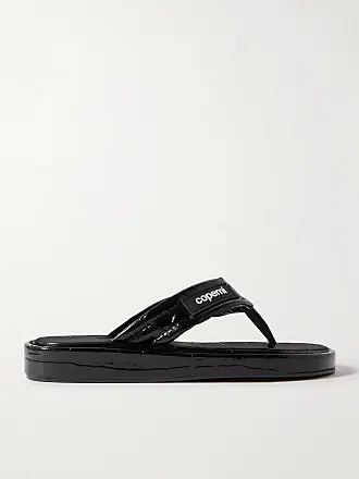 COPERNI Logo-appliquéd denim wedge flip flops