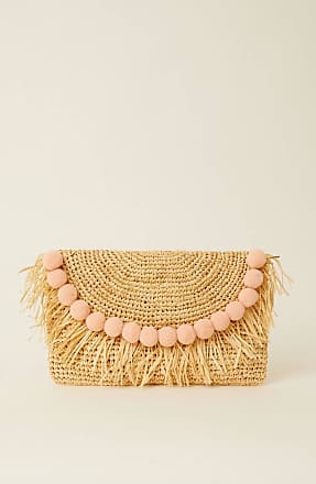 Sera Pom Pom Clutch-Natural Pastel Rainbow