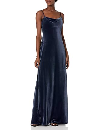 Jenny Yoo Womens Sammi Velvet Cowl Neck Slip Dress, French Blue, 8