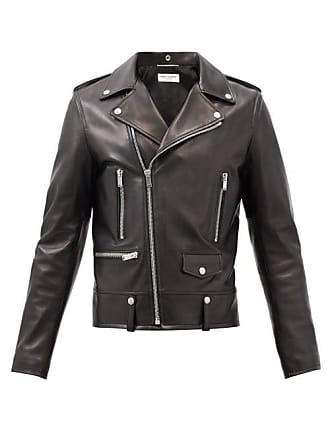 Saint Laurent Panelled-yoke Leather Jacket Mens Black