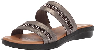 Easy Street Womens Dionne Flat Sandal, Pewter Metal, 5 M US