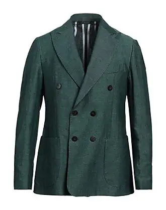 Emerald Green Double Breasted Plaid Tweed Blazer, Chic Slim Coat