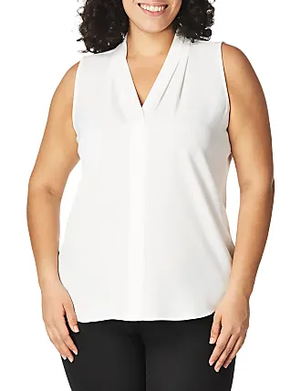 Calvin Klein Women's Roll Sleeve Tunic Blouse (Regular and Plus Sizes),  Soft White, 3X : : Clothing, Shoes & Accessories