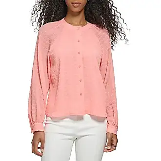 Calvin Klein Split V-Neck Long Wide Cuff Sleeve Blouse