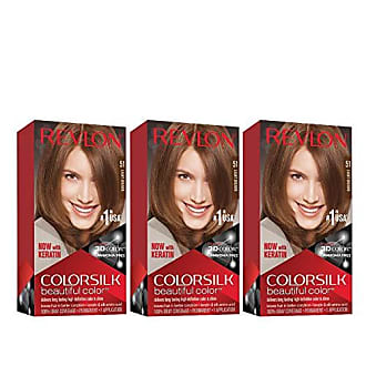 Revlon Revlon Colorsilk Beautiful Color Permanent Hair Color with 3D Gel Technology & Keratin, 100% Gray Coverage Hair Dye, 51 Light Brown, Pack of 3