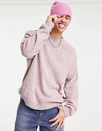 YUNY Mens Pure Colour Stretch Pullover Oversize Pullover Sweater Black L