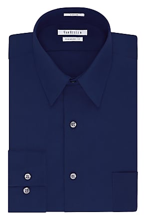 Van Heusen Mens Big and Tall Dress Shirt Regular Fit Poplin Solid, Persian Blue, 18.5 Neck 36-37 Sleeve