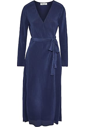 Diane Von Fürstenberg Diane Von Furstenberg Woman Tilly Crinkled-tencel Midi Wrap Dress Navy Size M