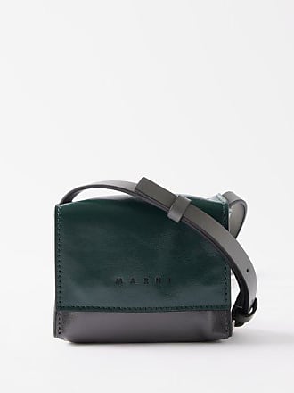 Marni Crossbody Embossed Logo Leather Bag in Black for Men