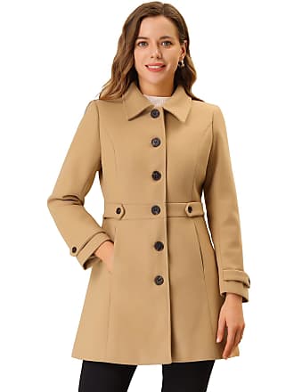 Allegra K Womens Notched Lapel One Button Trench Coat 