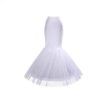 Amosfun Bridal Mermaid Fishtail Petticoat Slip Floor Length Underskirt  Crinoline for Bride Women Wedding Dress White Tulle Petticoat