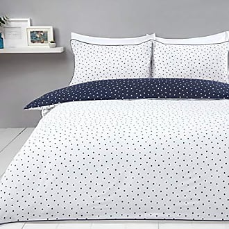Polycoton Simple Sleepdown Parure de lit réversible avec Housse de Couette et taie d'oreiller Motif Floral damassé Bleu Marine/Blanc 135 x 200 cm 