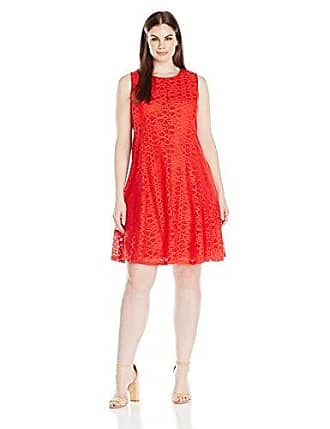 Tiana B. Tiana B Womens Plus Size Crochet Lace Dress with Contrast Lining, Red, 20W