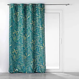 douceur d'intérieur, Rideau à Oeillets (140 x 260 cm) Blue Vegetal Bleu,  Polyester Imprimé