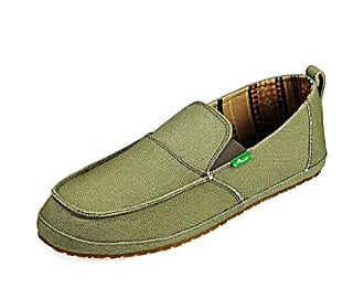SANUK Men's Olive Commodore Casual Canvas Slip On Loafers Shoes Sidewalk Surfers 