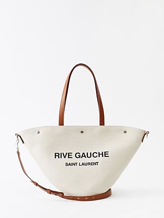 SAINT LAURENT Rive Gauche Logo-Embossed Glossed-Leather Tote Bag for Men