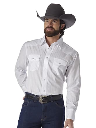 Cowboy Cut® Firm Finish Long Sleeve Western Snap Solid Work Shirt in  Chambray Blue