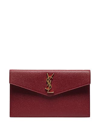 Saint Laurent Uptown Leather Clutch in Red