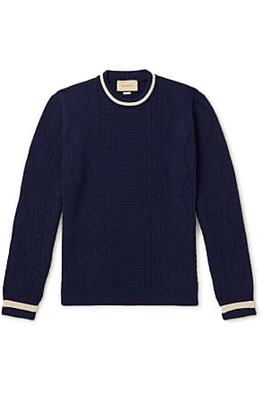 Gucci - monogram-jacquard Short-sleeved Jumper - Women - Wool/Polyamide/Spandex/Elastane - L - Blue
