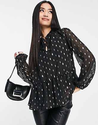 DESIGNER\u2019S Long Sleeve Blouse black-natural white abstract pattern casual look Fashion Blouses Long Sleeve Blouses DESIGNER’S 